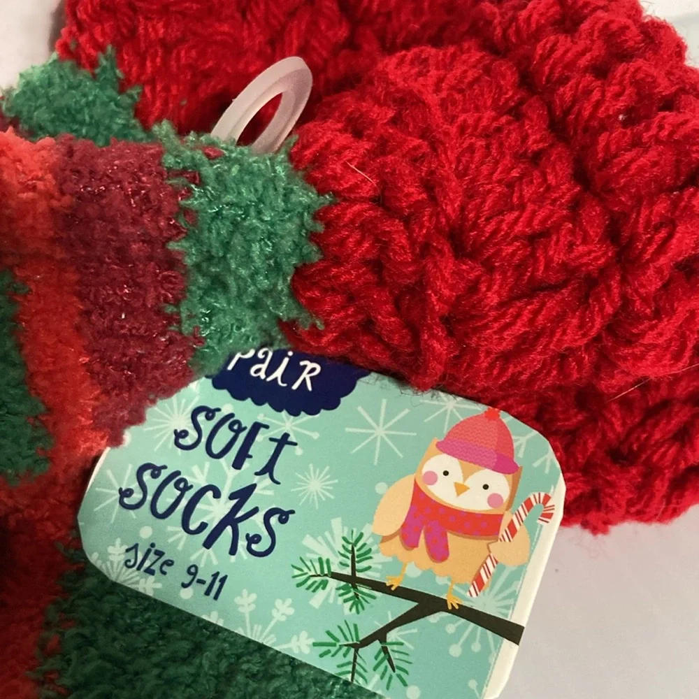 ELF Striped Bootie Socks Cozy Ankle Christmas Holiday Socks Womens 9-11